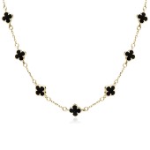 Colier placat cu aur galben din argint cu trifoi cu email negru DiAmanti Z2225NG_O-DIA Colier placat cu aur galben din argint cu trifoi cu email negru DiAmanti Z2225NG_O-DIA